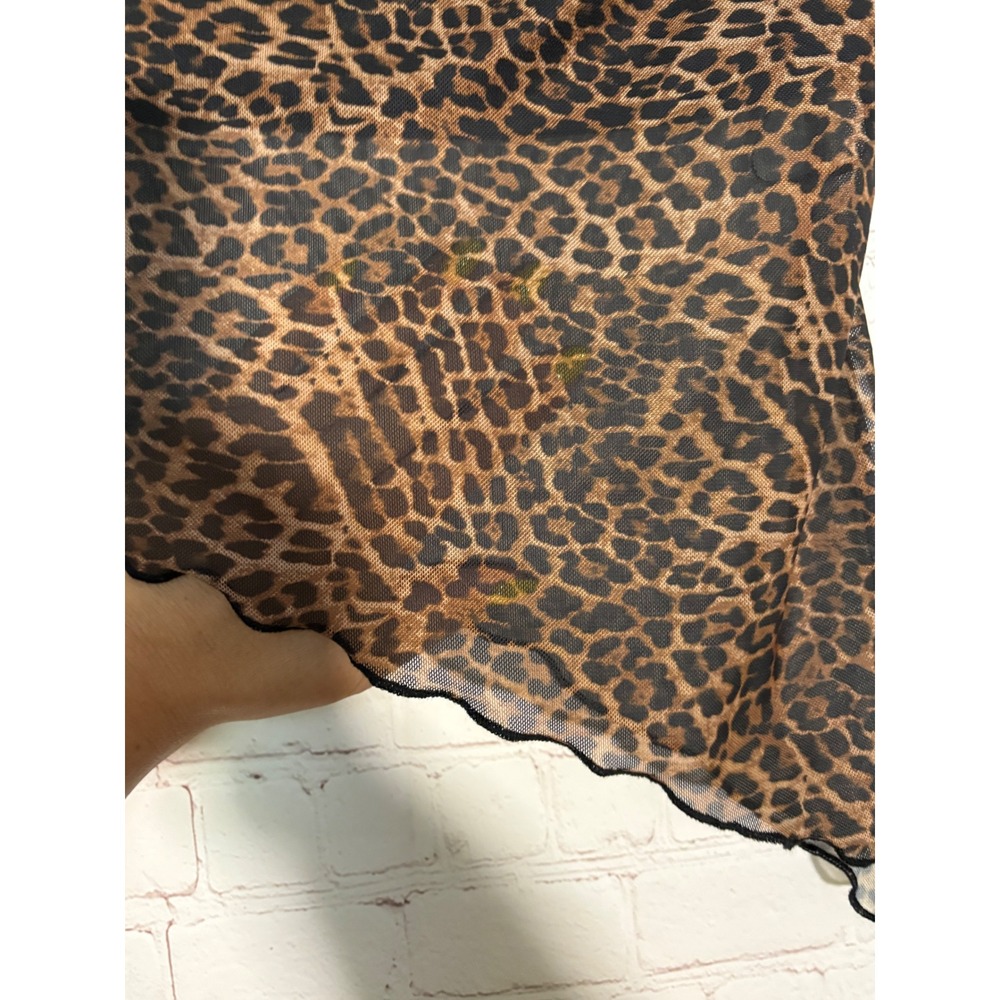 Edikted‎ Leopard Print Asymmetric Mesh Tube Top Brown Black Strapless Crop Small - Picture 4 of 6